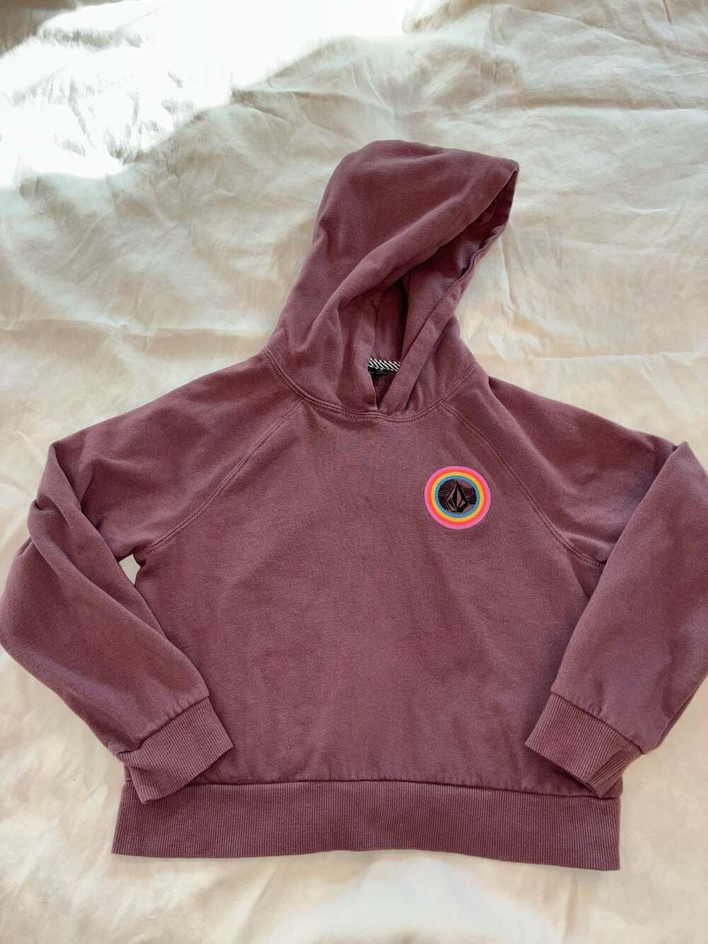 Volcom Bullseye Patch Pullover Hoodie Faded Berry Size M